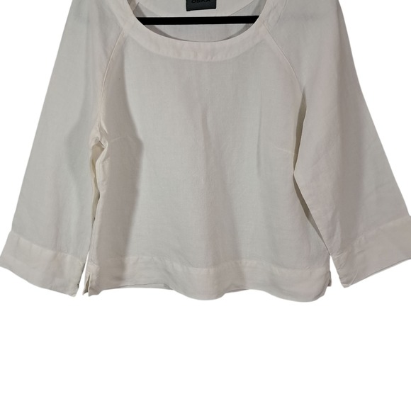 OSKA Long Sleeve‎ Boxy Blouse Off White Sz 2 Linen Lagenlook Layering Breathable - Picture 3 of 11